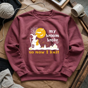 Broom Broke Knitting Witch Sweatshirt