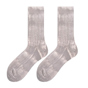 Metallic Ribbed Socks