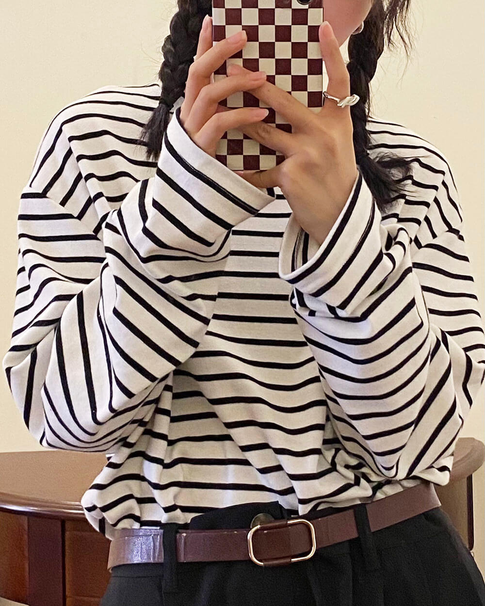 Oversized Striped Turtleneck Long Sleeve