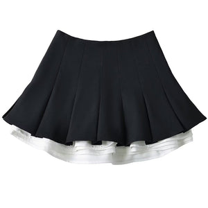 Preppy Ruffle Mini Pleated Skirt