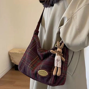 Preppy Style Plaid Shoulder Bag