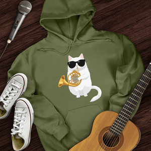 Cat Playing French Horn Hoodie