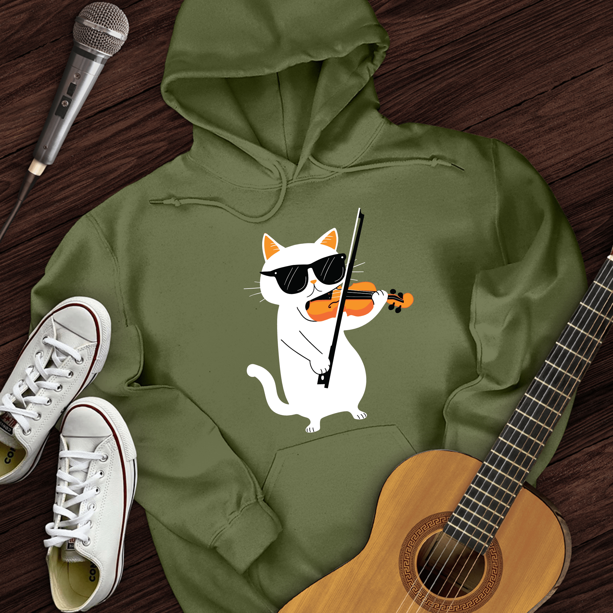 Cat Playing Violin Hoodie