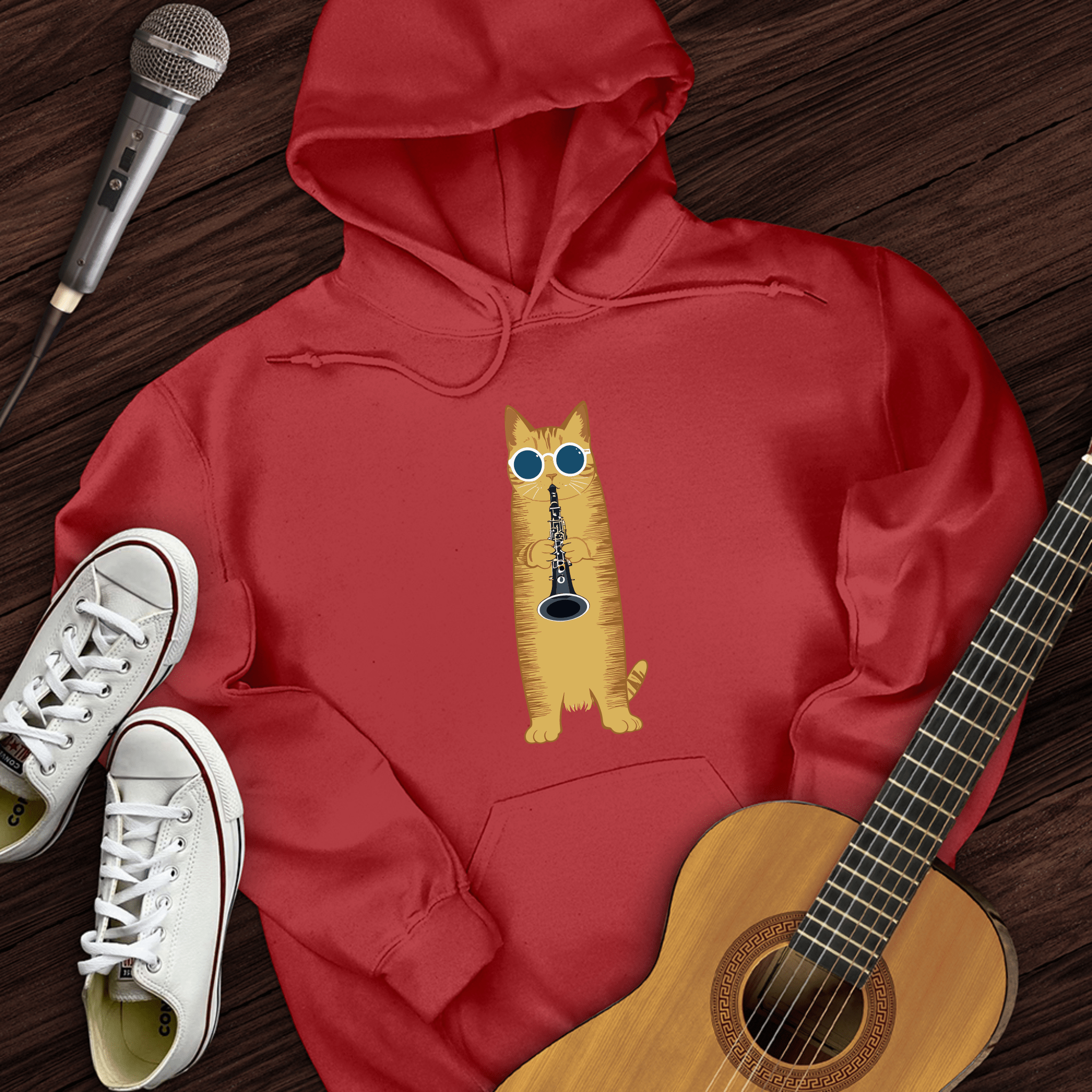 Cat Playing The Clarinet Hoodie