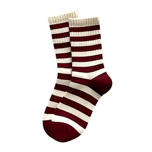 Red & Beige Striped Socks