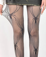 Spider Print Fishnet Tights