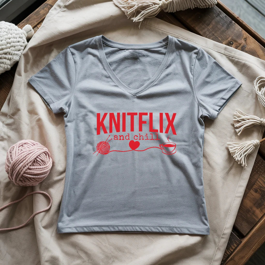 Knitflix And Chill Lady V-neck