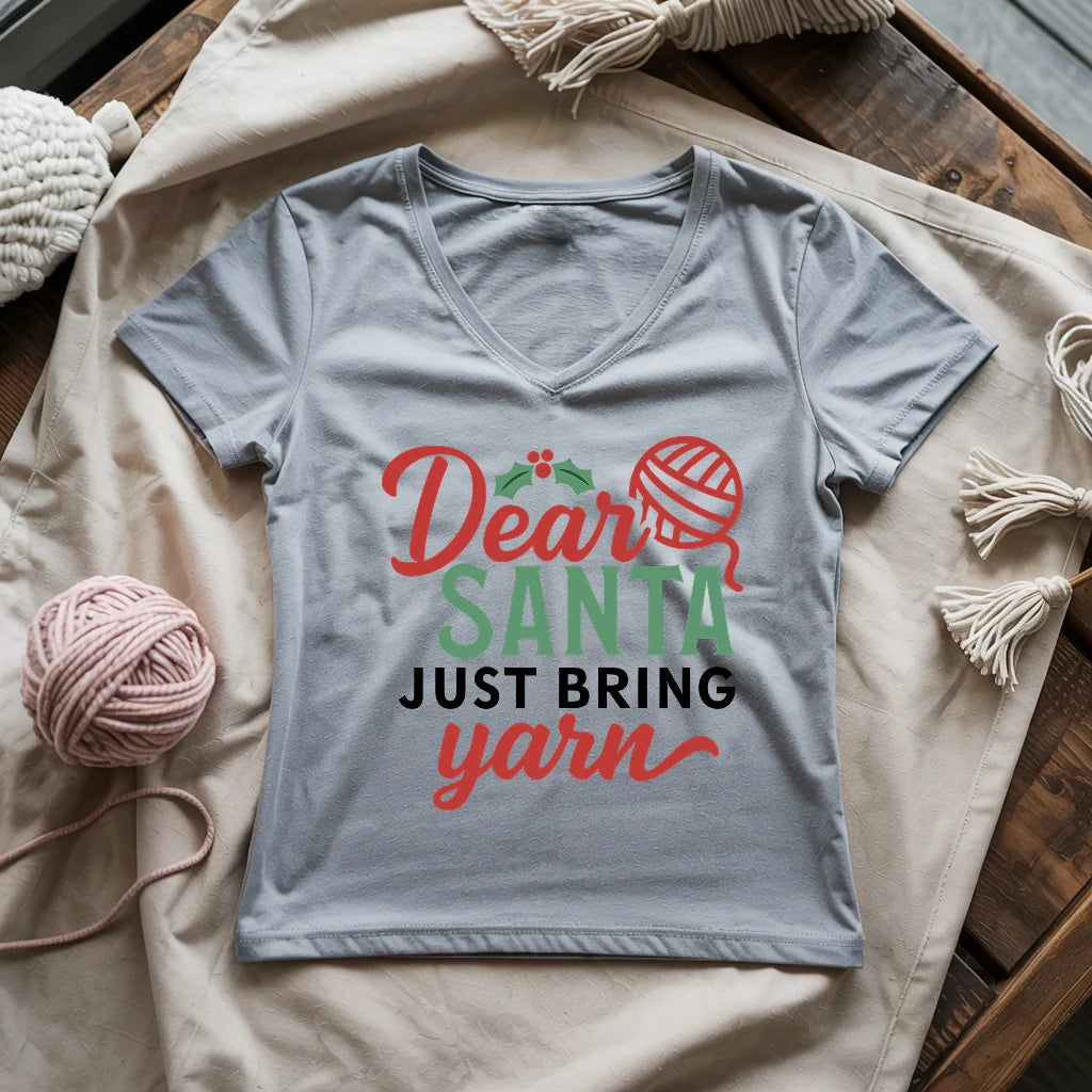 Santa Bring Yarn Lady V-neck