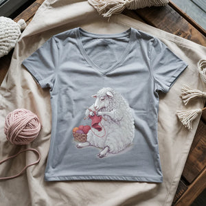 Woolly Knitting Lady V-neck