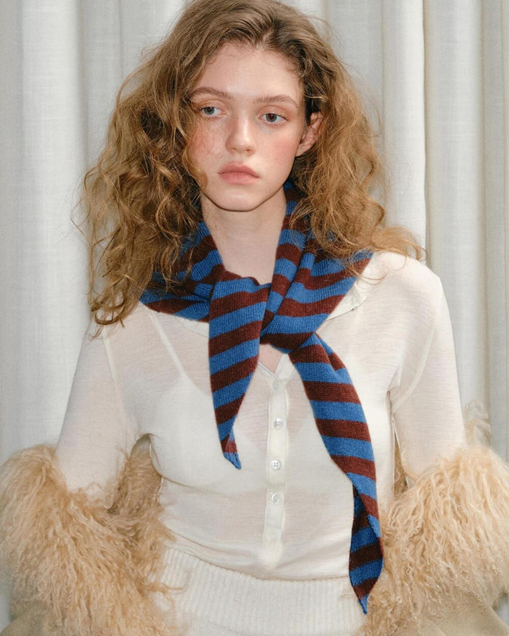 First Snow Striped Knit Scarf