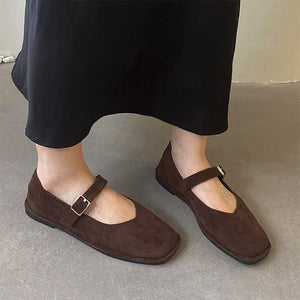 Basic Things Suede Mary Jane Flats