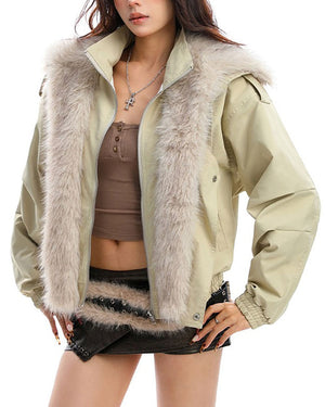 Vanilla Latte Fur Trim Jacket