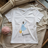 Gone Knitting Lady V-neck
