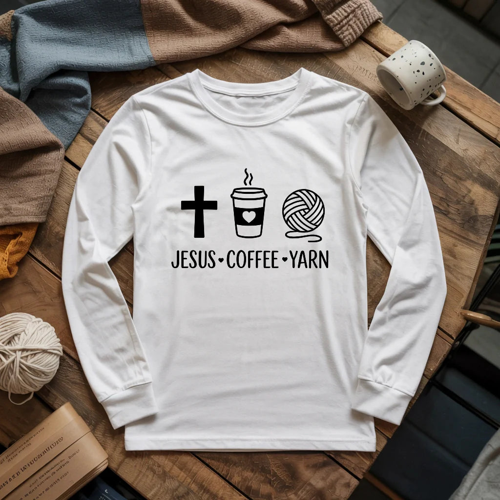 Jesus, Coffee and Yarn Long Sleeve T-shirt
