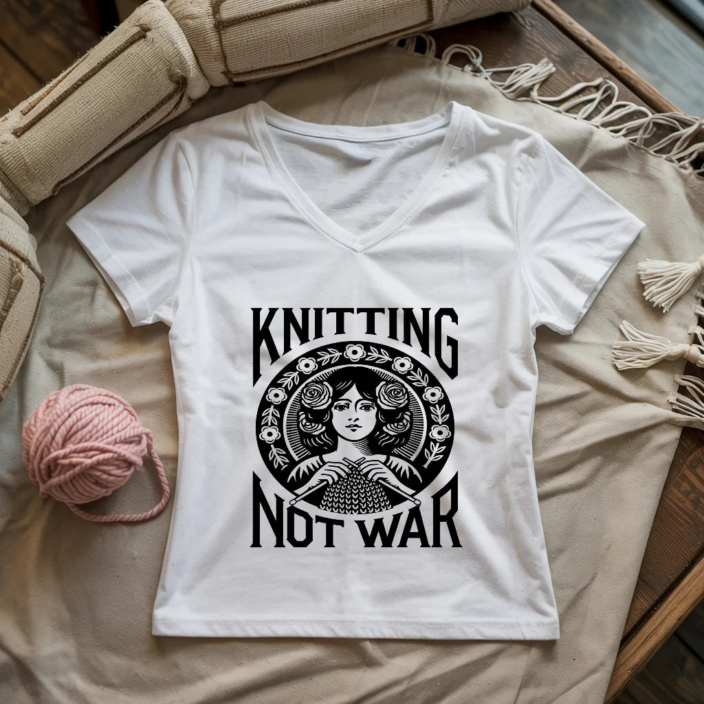 Knitting Not War Lady V-neck