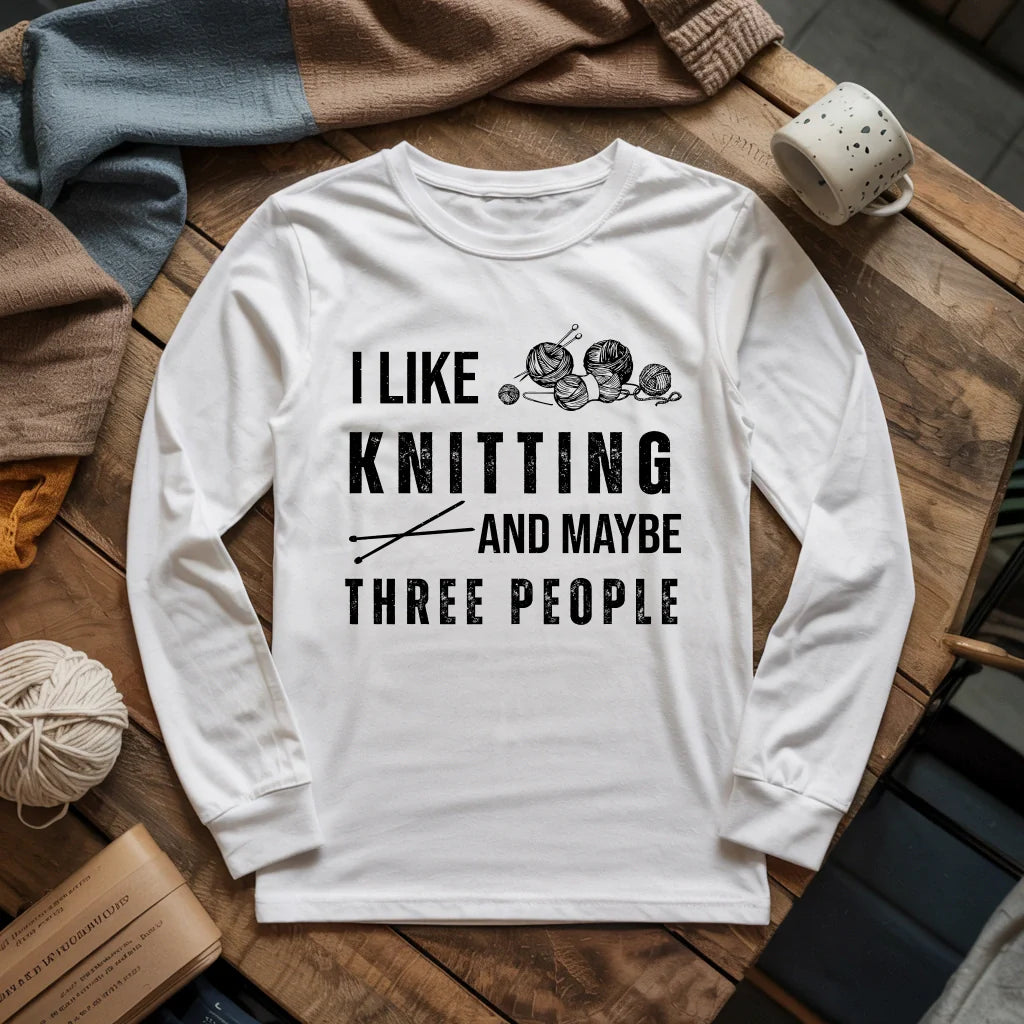 Knitting & 3 People Long Sleeve T-shirt