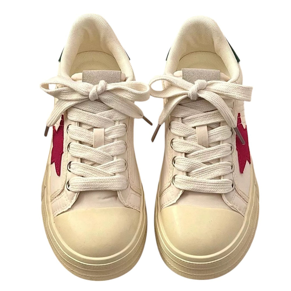 White & Red Star Sneakers