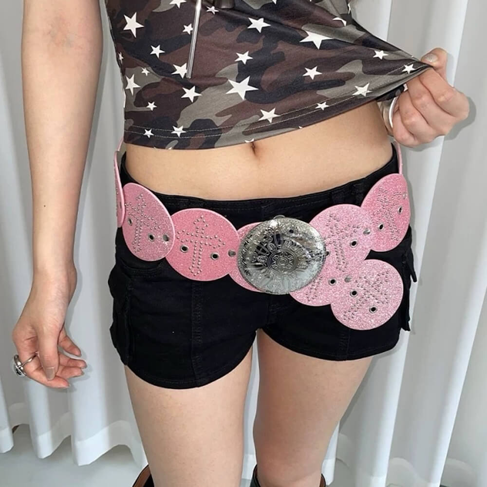 Y2K Pink Cross Oversized Belt