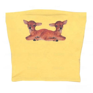 Y2K Deer Print Tube Top