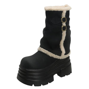 Y2K Fur Trim Chunky Platform Boots