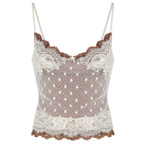 Y2K Polka Dot Lace Cami Top